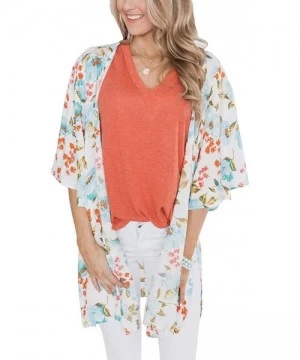 Cover-Ups Womens Kimonos Sheer Chiffon Floral Cardigan Cover up - Fl02 - CJ194CWAZ3G