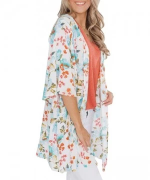 Cover-Ups Womens Kimonos Sheer Chiffon Floral Cardigan Cover up - Fl02 - CJ194CWAZ3G