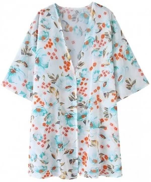 Cover-Ups Womens Kimonos Sheer Chiffon Floral Cardigan Cover up - Fl02 - CJ194CWAZ3G