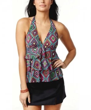 Tankinis Women's Santa Fe Geometric-Print Tiered Halter Tankini Top (Multi- 12) - CW183RM68E6