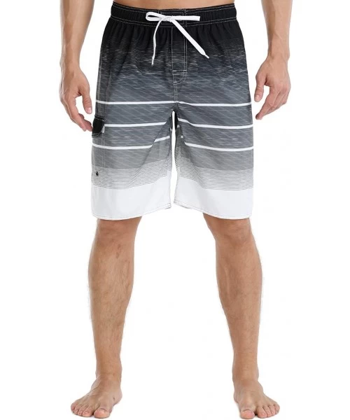 Trunks Men's Beachwear Summer Holiday Swim Trunks Quick Dry Striped - Gray-239 - CO18UKQCQIY