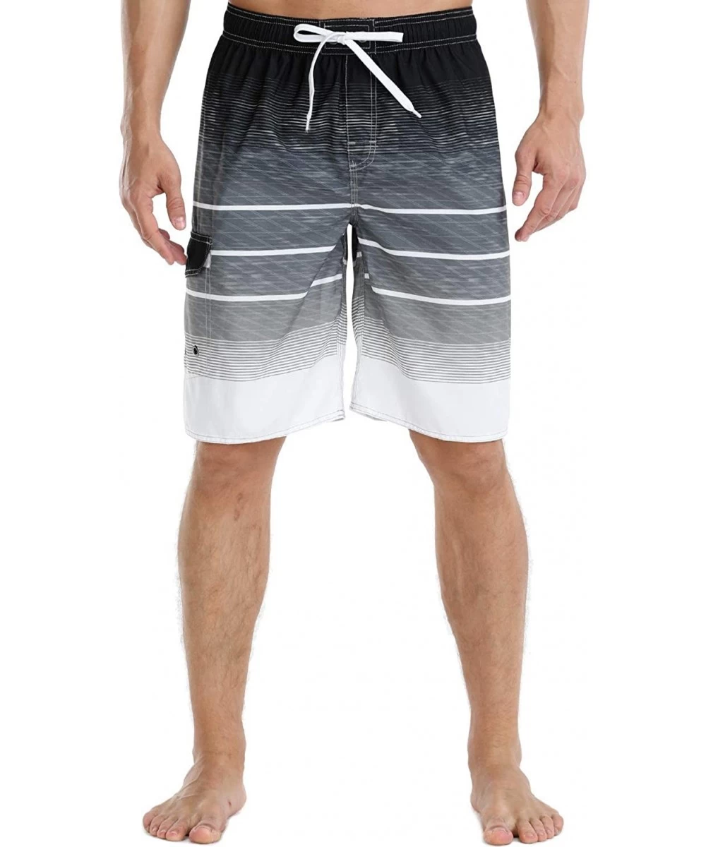 Trunks Men's Beachwear Summer Holiday Swim Trunks Quick Dry Striped - Gray-239 - CO18UKQCQIY