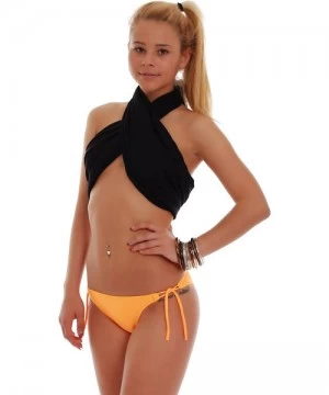 Bottoms Sexy Women's Bikini Bottom Tanga Thin tie Side - Made in EU Lady Swimwear 101 - Apricot - CN195LT36CE