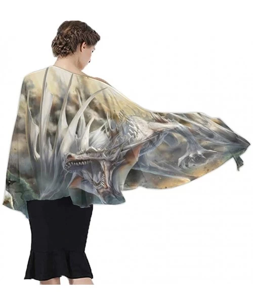 Cover-Ups Women Chiffon Scarf Shawl Wrap Sunscreen Beach Swimsuit Bikini Cover Up - Cool Fierce Evil Dragon King - CW190HIOO70