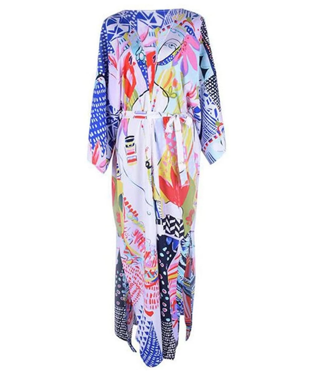 Cover-Ups Women's Sexy Bikini Swimsuit Bathing Suit Cover Ups Swimwear Beach Dress Long Kimono Jacket Cardigan Robe Print 13 ...