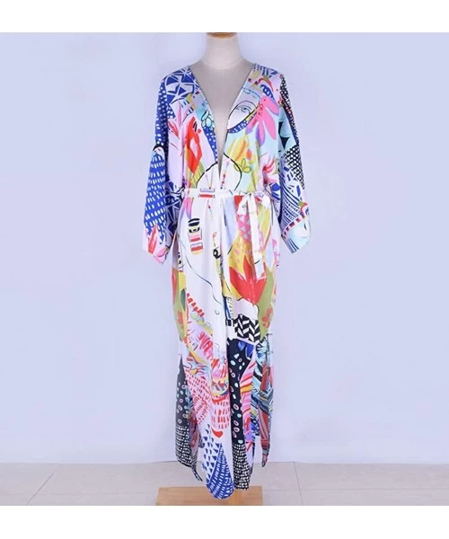 Cover-Ups Women's Sexy Bikini Swimsuit Bathing Suit Cover Ups Swimwear Beach Dress Long Kimono Jacket Cardigan Robe Print 13 ...