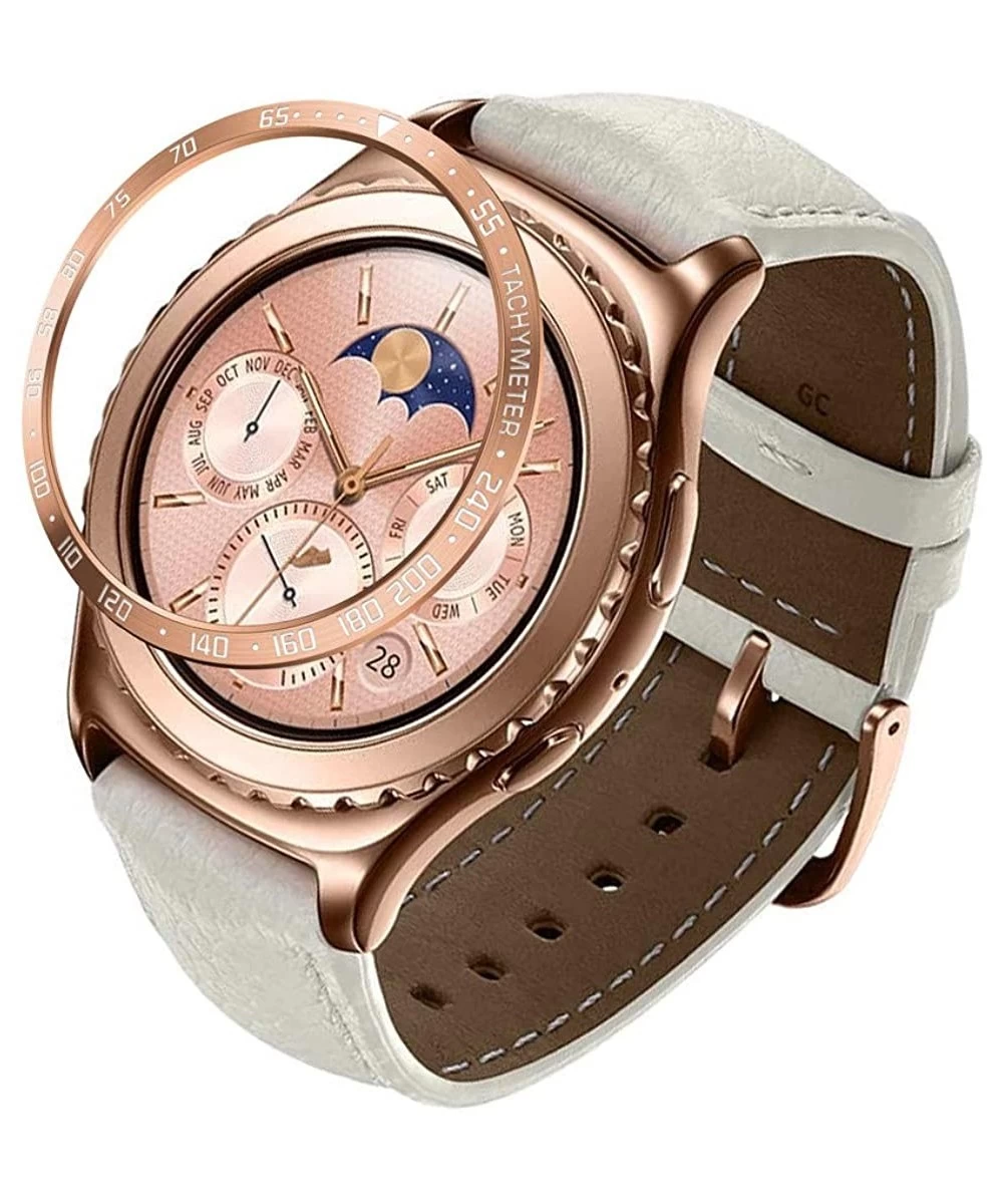 Tankinis Compatible with Samsung Gear S2 Classic Ring Adhesive Cover Anti Scratch Stainless Steel - Rose Gold - CU18W0AKSWH