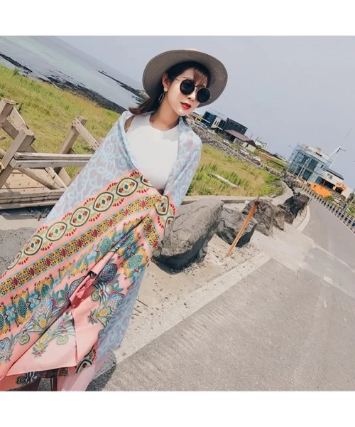 Cover-Ups Women Boho Shawl Beach Towels Rectangle Polyester Scarf Travel Sarong Wrap Swimwear Cover Up Beach Mats Tangerine T...