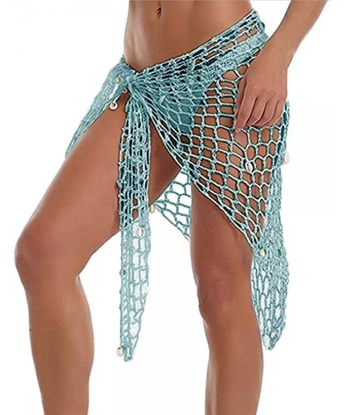 Cover-Ups Swimwear Cover Up-Sexy Fashion Beach Hand Crochet Shawl Capelet Cover Up Sunscreen Net Triangle Fishnet Skirt (SJJ9...