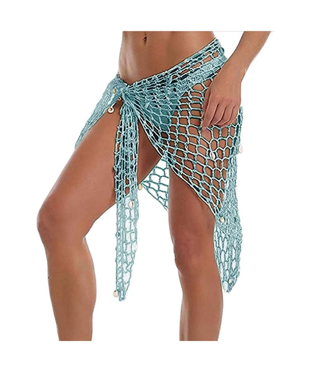 Cover-Ups Swimwear Cover Up-Sexy Fashion Beach Hand Crochet Shawl Capelet Cover Up Sunscreen Net Triangle Fishnet Skirt (SJJ9...