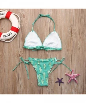 Sets Women Cactus Printing Two Piece Bikini Sets Swimsuits Swimwear Beach Suit - Green - C4180ANX5MK