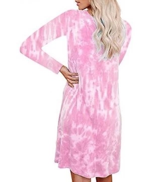 Cover-Ups Womens Casual V Neck Long Sleeve Tshirt Dresses Side Knot Mini Dress - 3pink - CG19DL0M8M5