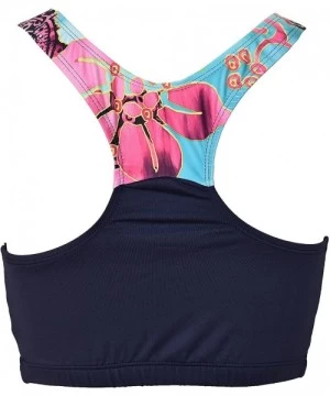 Rash Guards Women Plus Size UPF 50+ Swim Raglan Tank Bra Top Rash Guard - Navy With Skyblue Pink - CG183AQSQ9G