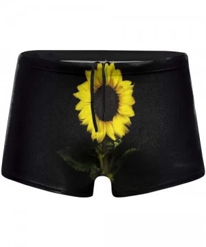 Briefs Beautiful Sunflower Men's Swimwear Sexy Low Waist Boxer Swimsuit Surfboard Boxer Shorts - Black - CA19DYSWSWA