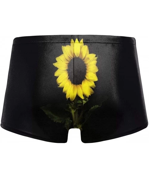 Briefs Beautiful Sunflower Men's Swimwear Sexy Low Waist Boxer Swimsuit Surfboard Boxer Shorts - Black - CA19DYSWSWA