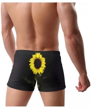 Briefs Beautiful Sunflower Men's Swimwear Sexy Low Waist Boxer Swimsuit Surfboard Boxer Shorts - Black - CA19DYSWSWA