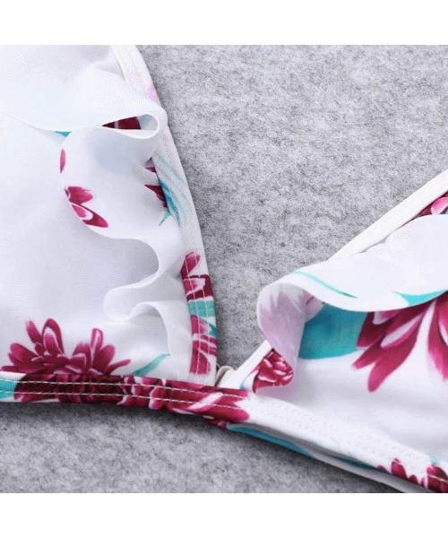 Sets Sexy Bikini for Women Floral Print Bikini Set Swimming Two Piece Swimsuits Swimwear Beach Suit - A-white - CO18RGIEDWA