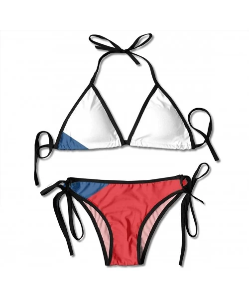 Sets Union Jack UK Flag Women Bikini Sexy Triangle Halter Two Piece Swimsuits Briefs - Czech Republic Flag - C3190R36G6T