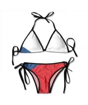 Sets Union Jack UK Flag Women Bikini Sexy Triangle Halter Two Piece Swimsuits Briefs - Czech Republic Flag - C3190R36G6T