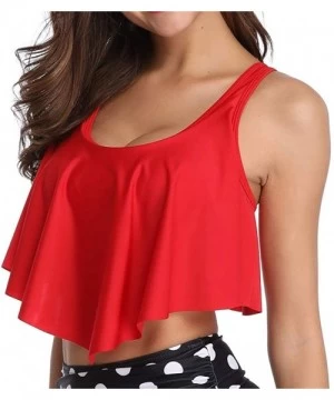 Tops Women's Bikini Top Tassel Flounce Swimsuit Ruffled Bathing Suits - Red-1 - C519DD4RTK5