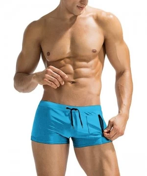 Board Shorts Men's Swim Trunk Swimwear Bathing Suit Board Short with Zipper Pocket - 1 - Sky Blue - CF18RQ6ID82