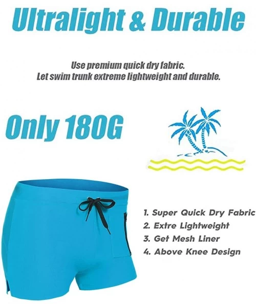 Board Shorts Men's Swim Trunk Swimwear Bathing Suit Board Short with Zipper Pocket - 1 - Sky Blue - CF18RQ6ID82