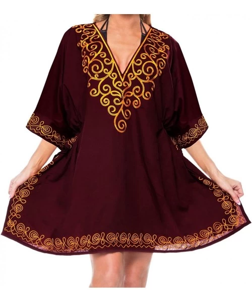 Cover-Ups Tunic Top Rayon Swimsuit Bikini Cover up Swimwear Beach Women Dress Plus Ladies - Brown_l385 - CI12NA31RTS