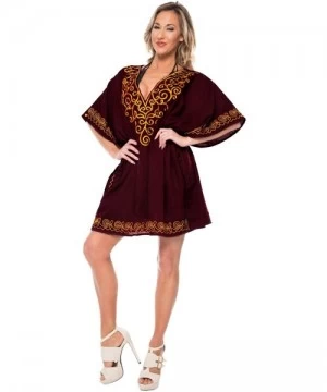 Cover-Ups Tunic Top Rayon Swimsuit Bikini Cover up Swimwear Beach Women Dress Plus Ladies - Brown_l385 - CI12NA31RTS