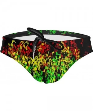 Briefs Mens Drawstring Bikini Briefs Bathing Suit - Rasta Reggae Music - C11976O3MNE