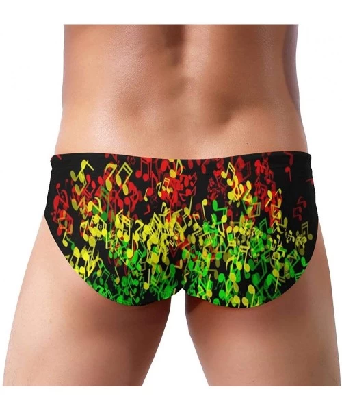 Briefs Mens Drawstring Bikini Briefs Bathing Suit - Rasta Reggae Music - C11976O3MNE