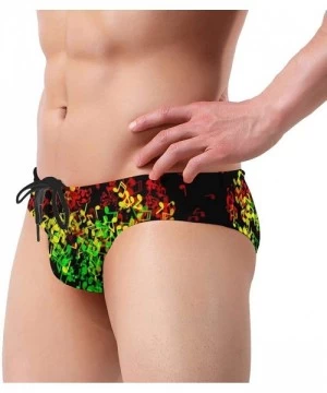 Briefs Mens Drawstring Bikini Briefs Bathing Suit - Rasta Reggae Music - C11976O3MNE