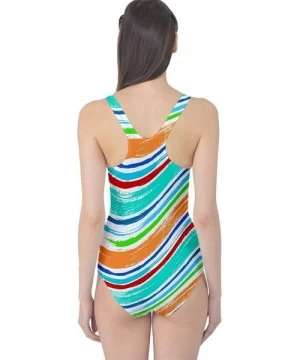 One-Pieces Womens Waves Chervon Athletic One Piece Swimsuit - Mint Curves - CX12HGU1YI5