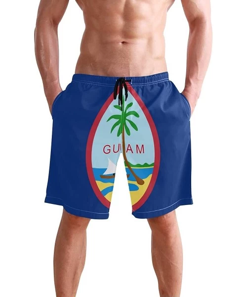 Board Shorts Men's Quick Dry Swim Trunks with Pockets Cuba Flag Beach Board Shorts Bathing Suits - Flag of Guam - CF195W4877N