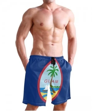 Board Shorts Men's Quick Dry Swim Trunks with Pockets Cuba Flag Beach Board Shorts Bathing Suits - Flag of Guam - CF195W4877N