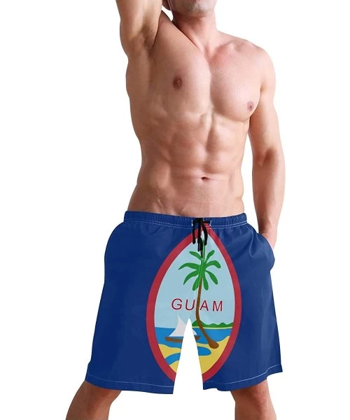 Board Shorts Men's Quick Dry Swim Trunks with Pockets Cuba Flag Beach Board Shorts Bathing Suits - Flag of Guam - CF195W4877N