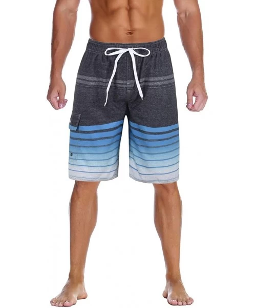 Trunks Men's Beachwear Summer Holiday Swim Trunks Quick Dry Striped - Gray-237 - C818NCMRT0O