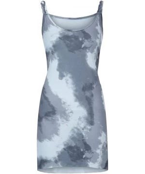 Cover-Ups Plus Size Women's Tie Dye Sling Mini Tank Dress Casual Pleated Swing Irregular Hem Sexy Sleeveless Beach Dresses Gr...