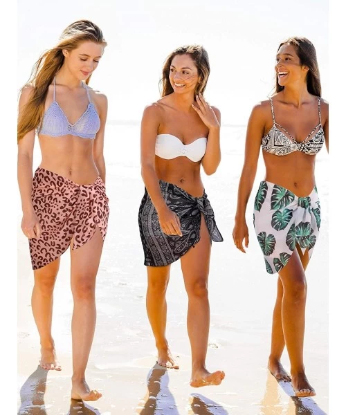 Cover-Ups 3 Pieces Swimsuit Wrap Sarong Pareo Wrap Chiffon Beach Sarong for Women Usage (Color Set 2) - CK18R9HCK4N