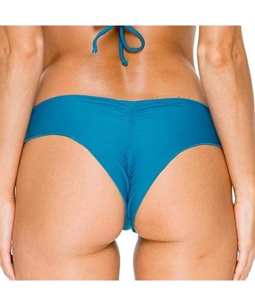 Tankinis Women's Cosita Buena Wavey Brazilian Ruched Back Bikini Bottom - Miramar/Blue - CI187LRRTO9