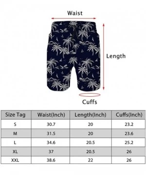 Board Shorts Mens Swim Trunks Summer Cool Quick Dry Board Shorts Bathing Suit with Side Pockets Mesh Lining S-XXXL - Palm Tre...