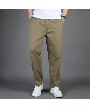 Rash Guards Plus Size Men's Work Cargo Pants Casual Pure Color Loose Classic Fit Premium Long Trouser - Yellow - C918WN7DRZS