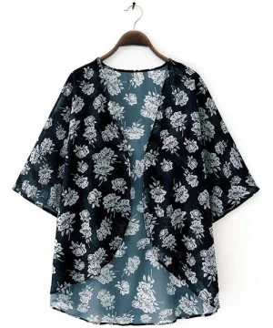 Cover-Ups Women Floral Printed Kimono Cardigan Loose Cover Up Casual Blouse Tops - Multicoloured a - CK199ORYKC5