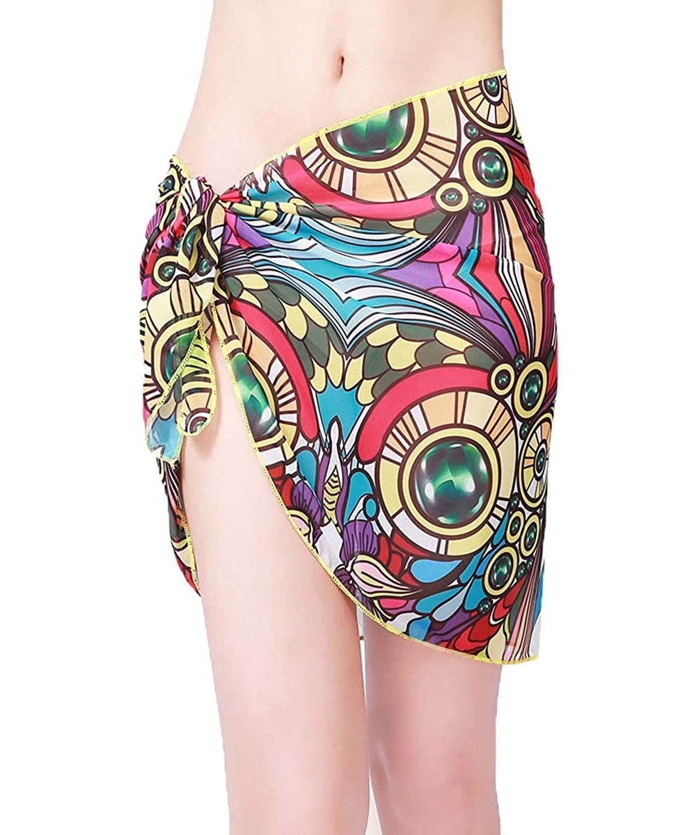 Cover-Ups Women's Chiffon Cover Up Beach Sarong Wrap Mini Skirts Swimwear Pareo Bikini Cover-ups - B-short-cartoon - C418URHM6H4