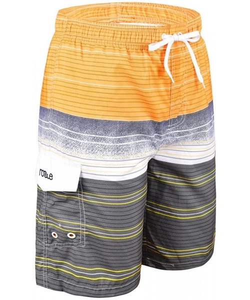 Board Shorts Men's Surf Quick Dry Swim Trunks with Drawsting - Striped Yellow(one Pocket) - CT182LL0Q4O