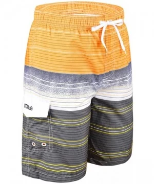 Board Shorts Men's Surf Quick Dry Swim Trunks with Drawsting - Striped Yellow(one Pocket) - CT182LL0Q4O