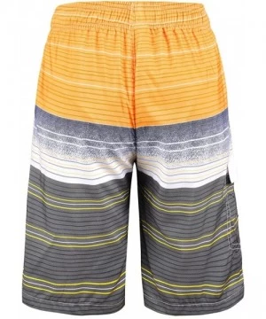 Board Shorts Men's Surf Quick Dry Swim Trunks with Drawsting - Striped Yellow(one Pocket) - CT182LL0Q4O