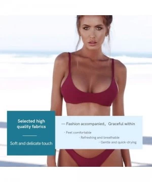 Sets High-Waist Sexy Bikini Stylish Color Avant-Garde Design Bikini Swimsuit - Wine-red - CL18U9SGIMX