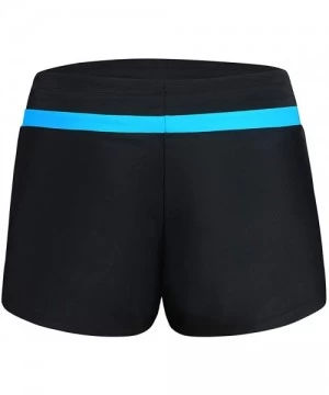 Tankinis Plus Size Swim Shorts for Women Black Womens Swim Shorts Boyshorts Swim Shorts Bikini Bottoms - Blue-drawstring - CC...