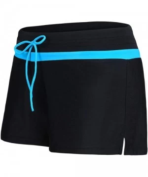 Tankinis Plus Size Swim Shorts for Women Black Womens Swim Shorts Boyshorts Swim Shorts Bikini Bottoms - Blue-drawstring - CC...