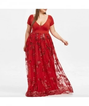 Racing Women's Casual V-Neck Print Pattern Casual Work Stretchy Plus Size Cocktail Party Swing Dresses Red - Red - C818SOWUSZZ